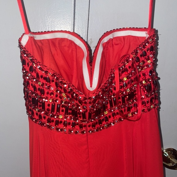 MoriLee Red Beaded Gown - Picture 4 of 5